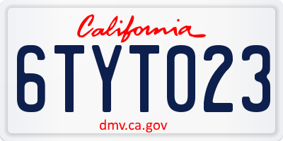 CA license plate 6TYT023