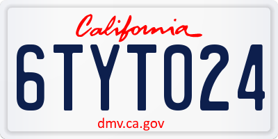 CA license plate 6TYT024