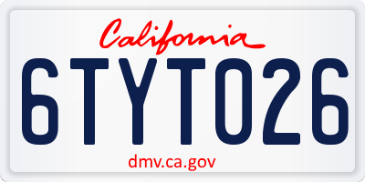 CA license plate 6TYT026