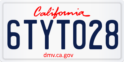 CA license plate 6TYT028