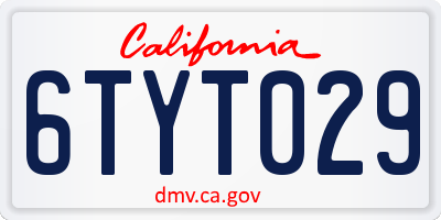 CA license plate 6TYT029