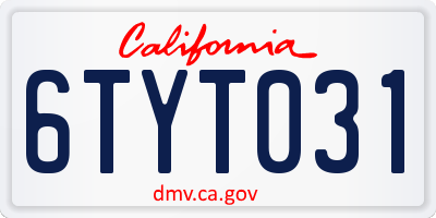 CA license plate 6TYT031