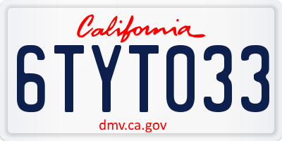 CA license plate 6TYT033