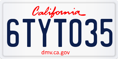 CA license plate 6TYT035