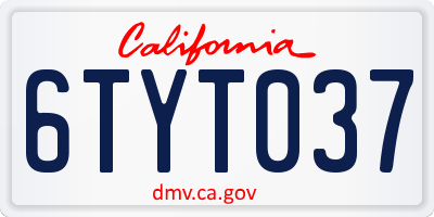 CA license plate 6TYT037