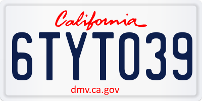 CA license plate 6TYT039