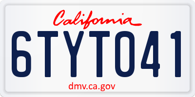 CA license plate 6TYT041