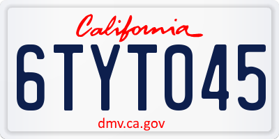 CA license plate 6TYT045