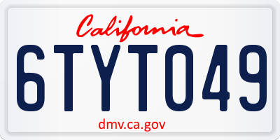 CA license plate 6TYT049