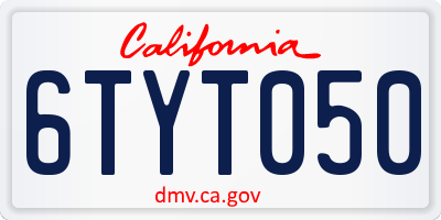CA license plate 6TYT050