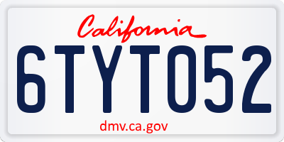 CA license plate 6TYT052