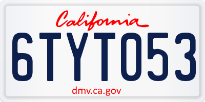 CA license plate 6TYT053