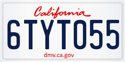 CA license plate 6TYT055