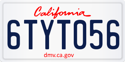 CA license plate 6TYT056