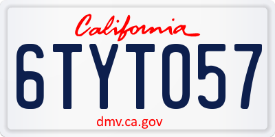 CA license plate 6TYT057