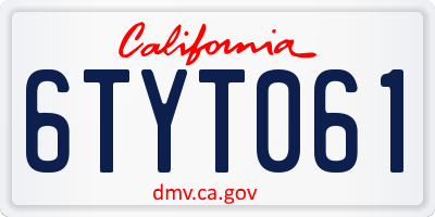 CA license plate 6TYT061