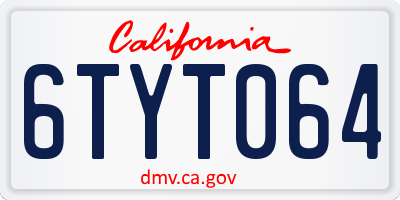 CA license plate 6TYT064