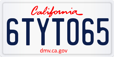 CA license plate 6TYT065