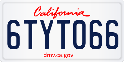 CA license plate 6TYT066