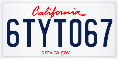 CA license plate 6TYT067