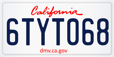 CA license plate 6TYT068