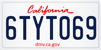 CA license plate 6TYT069