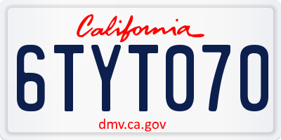 CA license plate 6TYT070