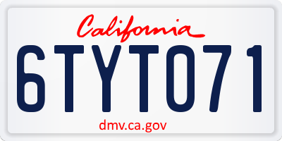 CA license plate 6TYT071