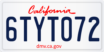 CA license plate 6TYT072