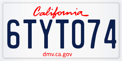 CA license plate 6TYT074