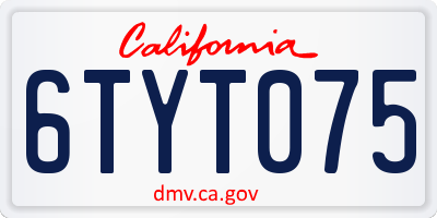 CA license plate 6TYT075