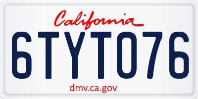 CA license plate 6TYT076