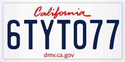 CA license plate 6TYT077