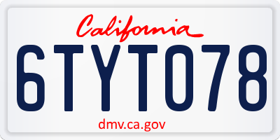 CA license plate 6TYT078