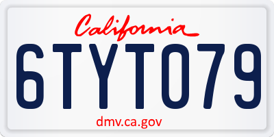 CA license plate 6TYT079