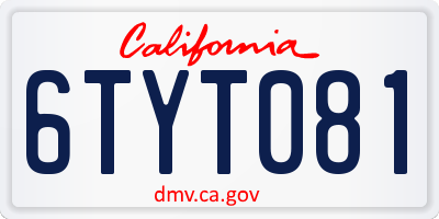 CA license plate 6TYT081
