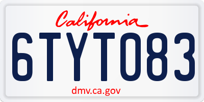 CA license plate 6TYT083