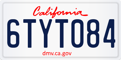 CA license plate 6TYT084