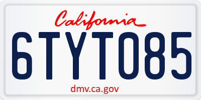 CA license plate 6TYT085