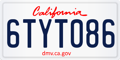 CA license plate 6TYT086