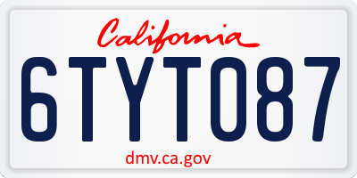 CA license plate 6TYT087