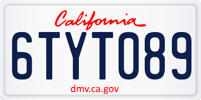 CA license plate 6TYT089