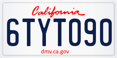 CA license plate 6TYT090