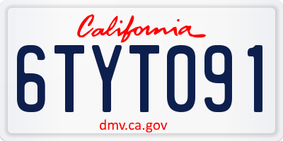 CA license plate 6TYT091