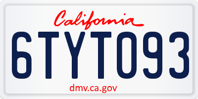 CA license plate 6TYT093