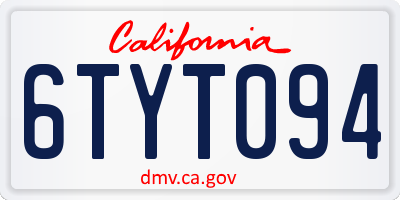 CA license plate 6TYT094