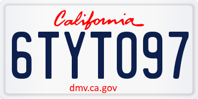 CA license plate 6TYT097