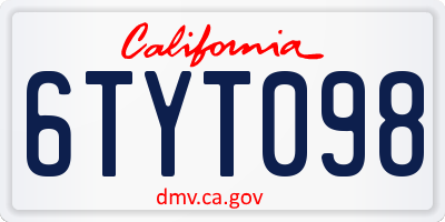 CA license plate 6TYT098