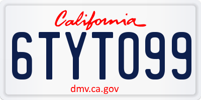 CA license plate 6TYT099