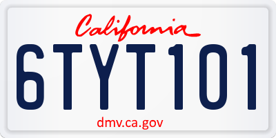 CA license plate 6TYT101